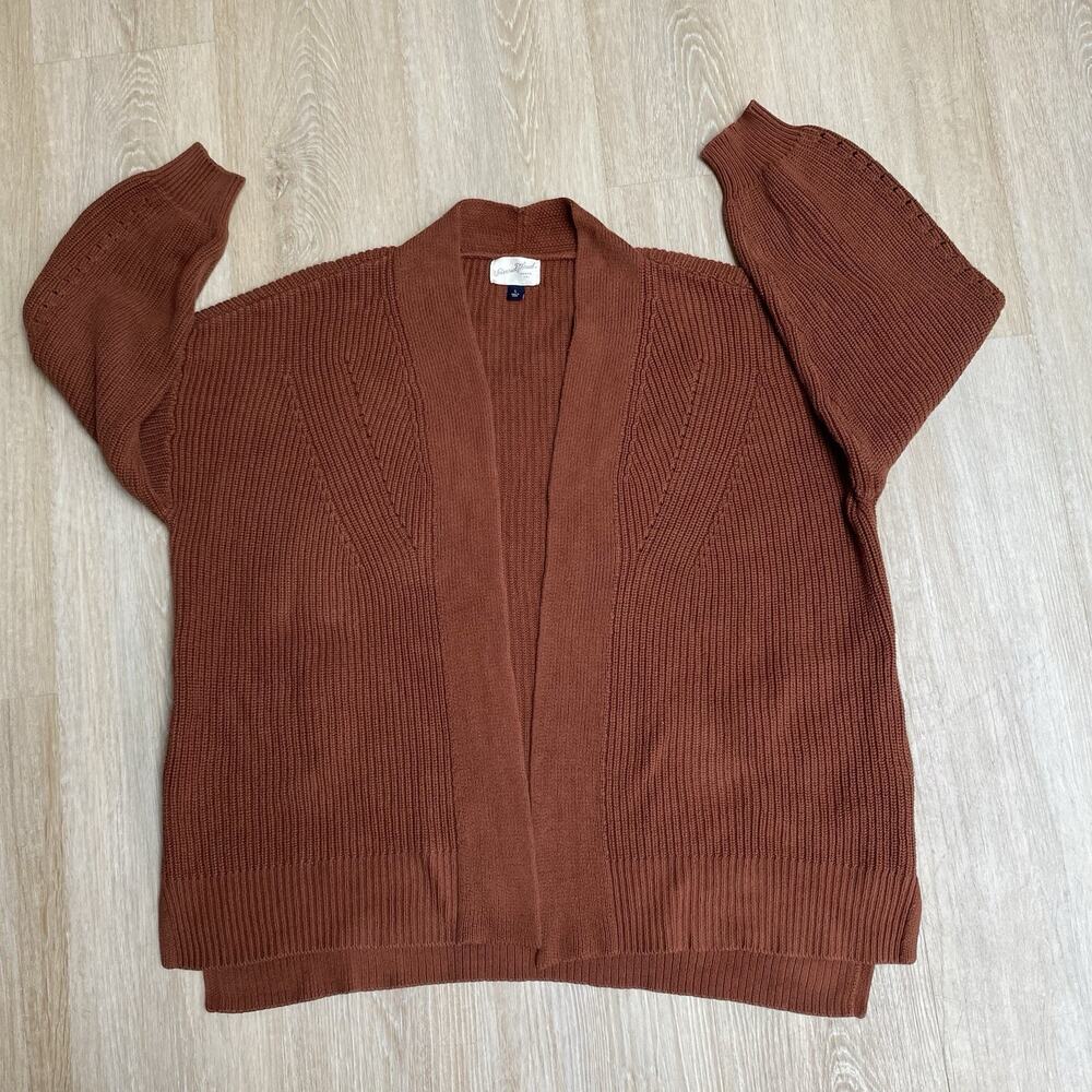 Universal Thread Womens Ribbed Knit Size Large brown Cardigan Open Front Sweater